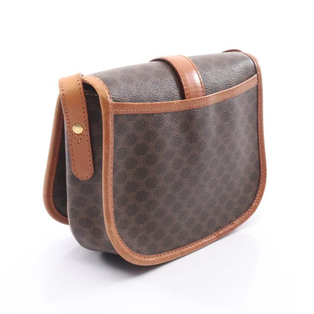 Celine Canvas Leather Macadam Shoulder Brown Bag Brown